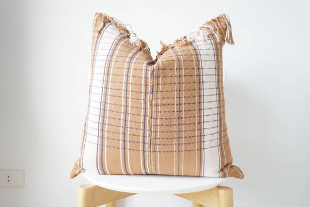 Brown Tribal Hemp Hand Woven Natural Dye Color Hmong Lumbar Pillow Cover - image 1