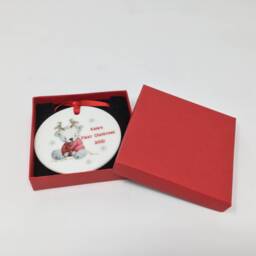 Traditional 1st Christmas Bauble, Baby Girl Hanging Decoration, Baby's First Christmas, Rocking Horse Xmas Keepsake - thumbnail 2