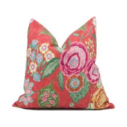 Colefax & Fowler - Emmeline Red Lively Classic Floral Cushion Cover Handmade Throw Pillow Designer Home D??cor - thumbnail 1