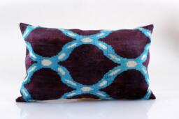 16x24 Ikat Velvet Pillow Cover, Handmade Cushion, Decorative Throw Pillow, Boho Cushion Turkish Home Decor
