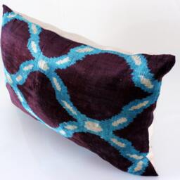 16x24 Ikat Velvet Pillow Cover, Handmade Cushion, Decorative Throw Pillow, Boho Cushion Turkish Home Decor - thumbnail 2