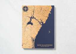 New Hampshire Coast Map - Engraved Wood Coastal Chart Wall Art Sign, Beach House Home Decor Nautical Print, Unique Personalized Family Gift - thumbnail 1