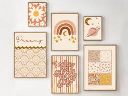 Set Of Teen & Tween Girls Room Prints. Retro Style Wall Art. Gallery Prints, Printed Shipped - Prints Only - thumbnail 1