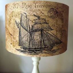 Sailing Ship Lampshade Vintage Style, Carte Postal Design - thumbnail 2