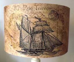 Sailing Ship Lampshade Vintage Style, Carte Postal Design - thumbnail 1