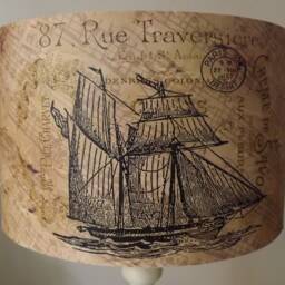 Sailing Ship Lampshade Vintage Style, Carte Postal Design - thumbnail 4