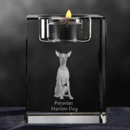 Peruvian Hairless Dog - Crystal Candlestick With Dog, Souvenir, Decoration, Limited Edition, Collection - thumbnail 3