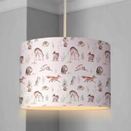 Lampshade - Nursery Ceiling Or Table Lampshade, Woodland Hedgehog, Foxes & Deers, Childrens Room Decor