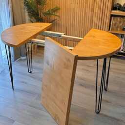 Extendable Round Dining Table - Rustic Style - thumbnail 2