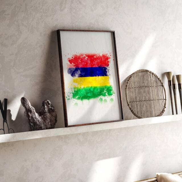 Mauritius Watercolor Flag Wall Art Print - Travel Poster