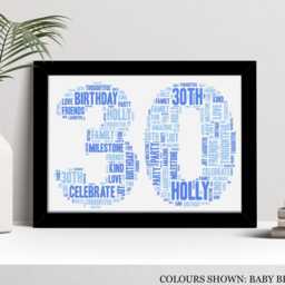 Personalised 30Th Word Art Print, Custom Wall Framed Picture Birthday Gift, For Him, Her, Men, Women, Son, Daughter Nl - thumbnail 2
