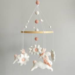 Handmade Bunny Felt Baby Mobile, Nursery Decor - thumbnail 3
