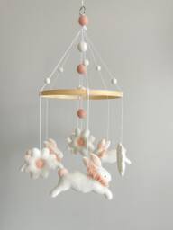 Handmade Bunny Felt Baby Mobile, Nursery Decor - thumbnail 1