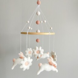Handmade Bunny Felt Baby Mobile, Nursery Decor - thumbnail 2