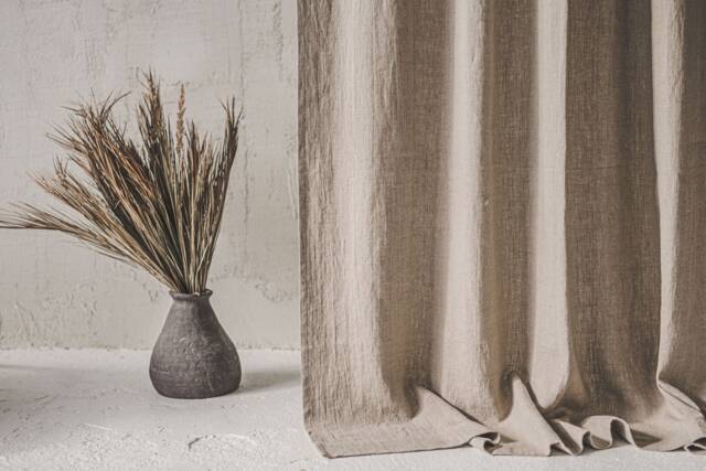 Natural Linen Curtain in Various Colors, Heavyweight Softened Curtain, Custom Length Panel, Handmade Rod Pocket Curtain - image 1