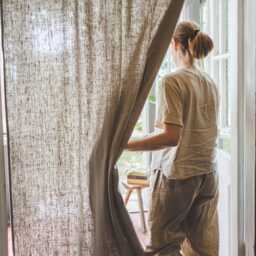 Natural Linen Curtain in Various Colors, Heavyweight Softened Curtain, Custom Length Panel, Handmade Rod Pocket Curtain - thumbnail 3