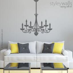 Chandelier Wall Decal, Sticker, Silhouette, Living Room Bedroom Decor Victorian Decal - thumbnail 1