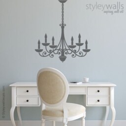 Chandelier Wall Decal, Sticker, Silhouette, Living Room Bedroom Decor Victorian Decal - thumbnail 2