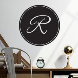 Solid Script Circle Monogram - Wall Decal Custom Vinyl Art Stickers - thumbnail 1