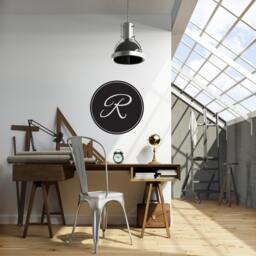 Solid Script Circle Monogram - Wall Decal Custom Vinyl Art Stickers - thumbnail 2