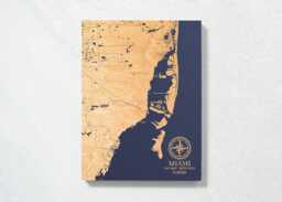 Miami, Florida Map - Engraved Wood Coastal Wall Art Sign, Beach House Home Decor Nautical Print, Unique Personalized Family Gift - thumbnail 1