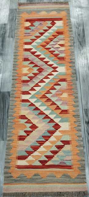 Classic Runner Rug, Handmade Artisan Afghan Turkish Scandinavian Navajo Bohemian Wool Flatweave Multicolour Kilim Rug 196x62 cm - image 1