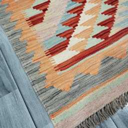 Classic Runner Rug, Handmade Artisan Afghan Turkish Scandinavian Navajo Bohemian Wool Flatweave Multicolour Kilim Rug 196x62 cm - thumbnail 2