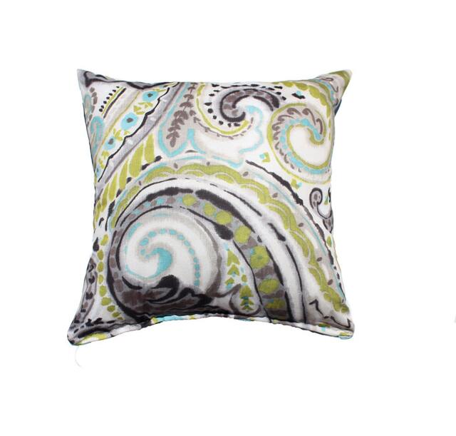 Paisley Pillow Cover - Green, Blue & Gray