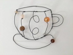 Wire Art Wall Decor Coffee Cup With Beautiful Beads, Spiral Shape, Handmade, Decor, Interior Design, Free Shipping - Us Only - thumbnail 1