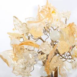 Floral Wall Sconce Cream & Gold Resin Flowers, Brass Accent - thumbnail 3