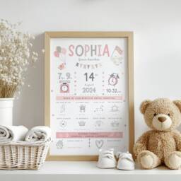 The Day You Were Born - Personalised Pink Baby Keepsake Print New Girl Gift Birth Details Nursery Christening - thumbnail 2