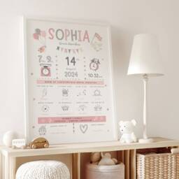 The Day You Were Born - Personalised Pink Baby Keepsake Print New Girl Gift Birth Details Nursery Christening - thumbnail 3