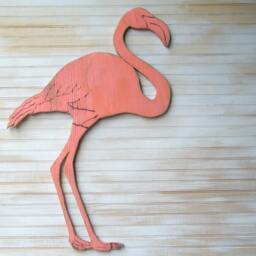 Flamingo Wooden Art Pink Coral Florida Coastal Bird Wall Decor Topical Sunroom - thumbnail 3