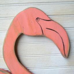 Flamingo Wooden Art Pink Coral Florida Coastal Bird Wall Decor Topical Sunroom - thumbnail 2