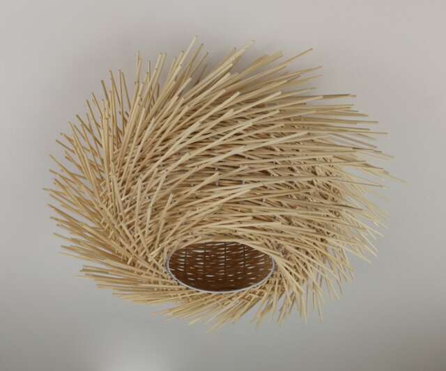 Bird Nest Rattan Flush Mount Light, Handwoven Ceiling Lamp, Boho Lighting Fixture - image 1