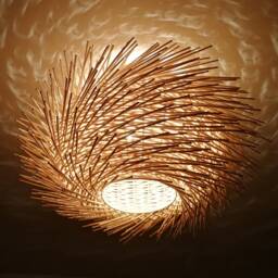 Bird Nest Rattan Flush Mount Light, Handwoven Ceiling Lamp, Boho Lighting Fixture - thumbnail 2