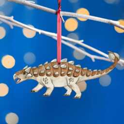 Wooden Ankylosaurus Dinosaur Christmas Tree Decoration, Birch Plywood Lover Gift, Keepsake, Watercolourart