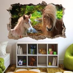 Beautiful Horse & Foal River Forest Wall Mural Sticker Poster Decal Room Office Nursery Decor Id622 - thumbnail 1