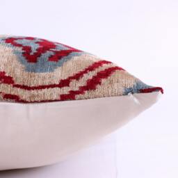 Ikat Velvet Pillow Cover, Handmade Cushion, Decorative Throw Pillow, Boho Cushion Turkish Home Decor - thumbnail 3