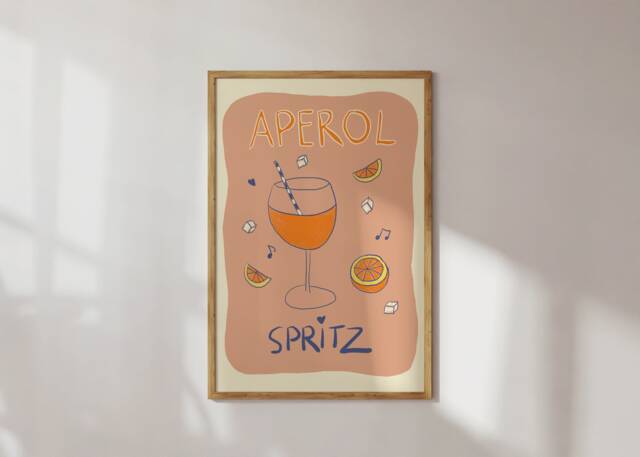 Poster Aperol Spritz Illustration/Art Print Dolce Vita Italy, Cocktail, Drink, Italian Art, Long Modern, Poster - image 1