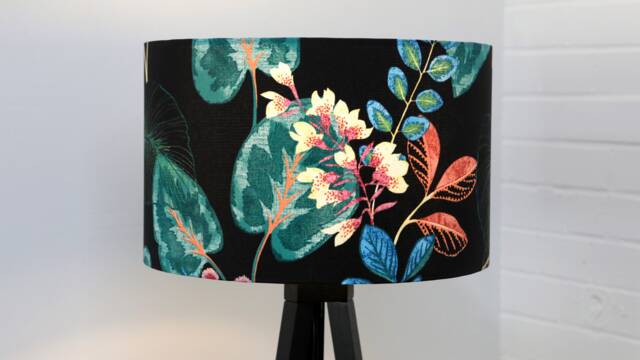 Black Lampshade Tropical 20cm 25cm 30cm 35cm 40cm Drum Lamp Shade - Shade, Handmade Home Decor Ceiling Table Stunning Floral - image 1