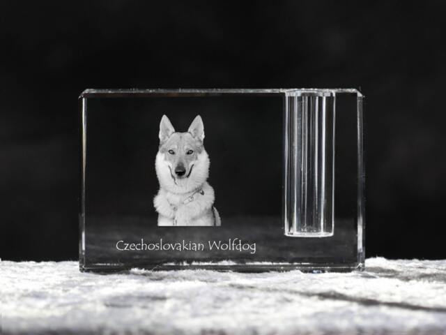 Czechoslovakian Wolfdog , Crystal Pen Holder With Dog, Souvenir, Decoration, Limited Edition, Collection - image 1