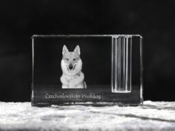 Czechoslovakian Wolfdog , Crystal Pen Holder With Dog, Souvenir, Decoration, Limited Edition, Collection - thumbnail 1