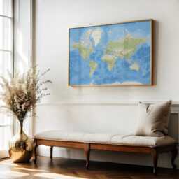 Political World Map Wall Art Print - Detailed Office Decor Geography Gift - thumbnail 2