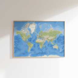 Political World Map Wall Art Print - Detailed Office Decor Geography Gift - thumbnail 1