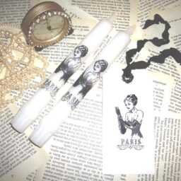 Parisian Woman Stamped Candles With Matching Tag - thumbnail 2