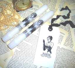 Parisian Woman Stamped Candles With Matching Tag - thumbnail 1