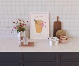 I'm Just A Girl Print, Retro Drink Illustration, Kitchen Bar Cart Art - thumbnail 1