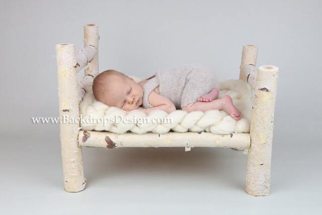Birch Log Bed Newborn Photography Prop Hand Made White - image 1