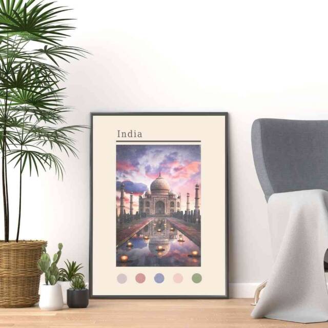 Taj Mahal Print India Travel Poster, Landmark Wall Art - image 1